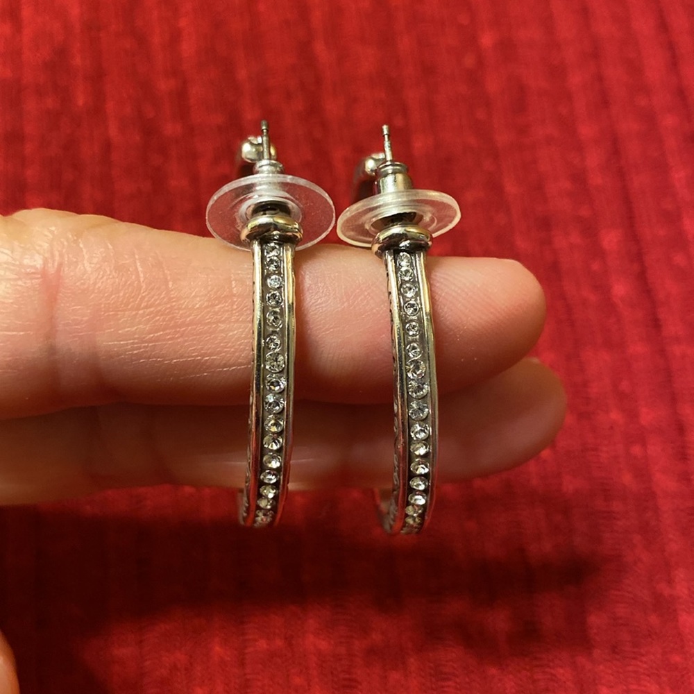 Brighton Pierced Post Hoop Earrings with Crystals - Picture 7 of 13